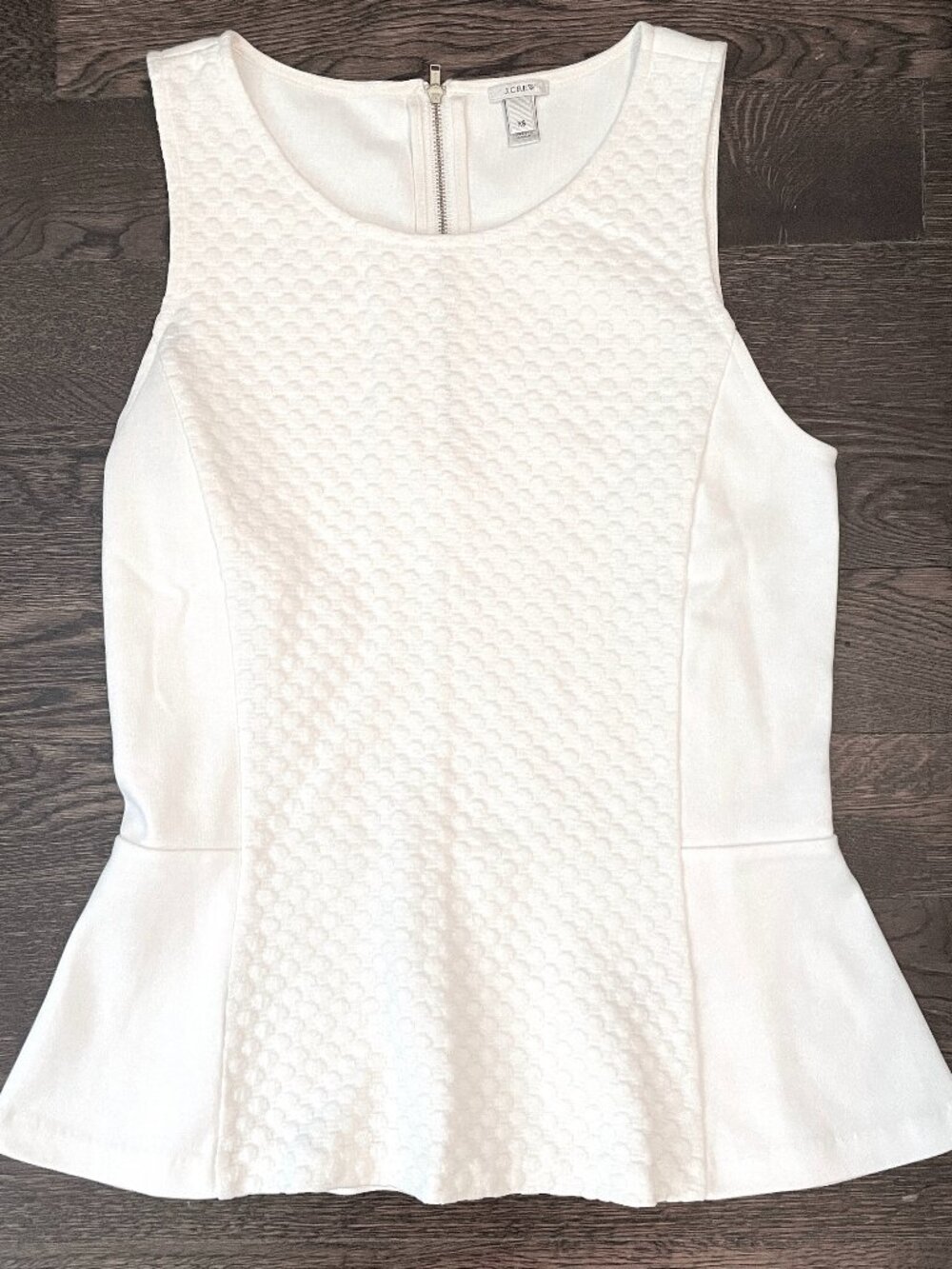 NEW J. Crew Cream Peplum sleeveless Top-Size XS-NWOT